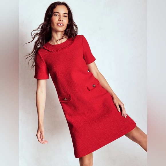 Evita Cotton Shift Dress-Poppy Red - Picture 5 of 9
